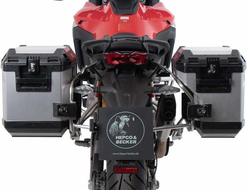 Hepco & Becker Side carrier cutout stainless steel incl. Xplorer silver sideboxes for Ducati Multistrada V4 / S / S Sport (2021-) | 6517614 00 22 00-40