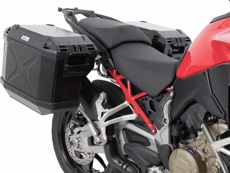 Hepco & Becker Side carrier cutout stainless steel incl. Xplorer sideboxes black for Ducati Multistrada V4 / S / S Sport (2021-) | 6517614 00 22 01-40