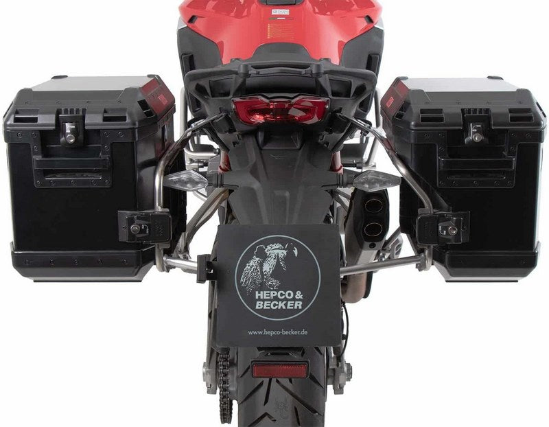 Hepco & Becker Side carrier cutout stainless steel incl. Xplorer sideboxes black for Ducati Multistrada V4 / S / S Sport (2021-) | 6517614 00 22 01-40