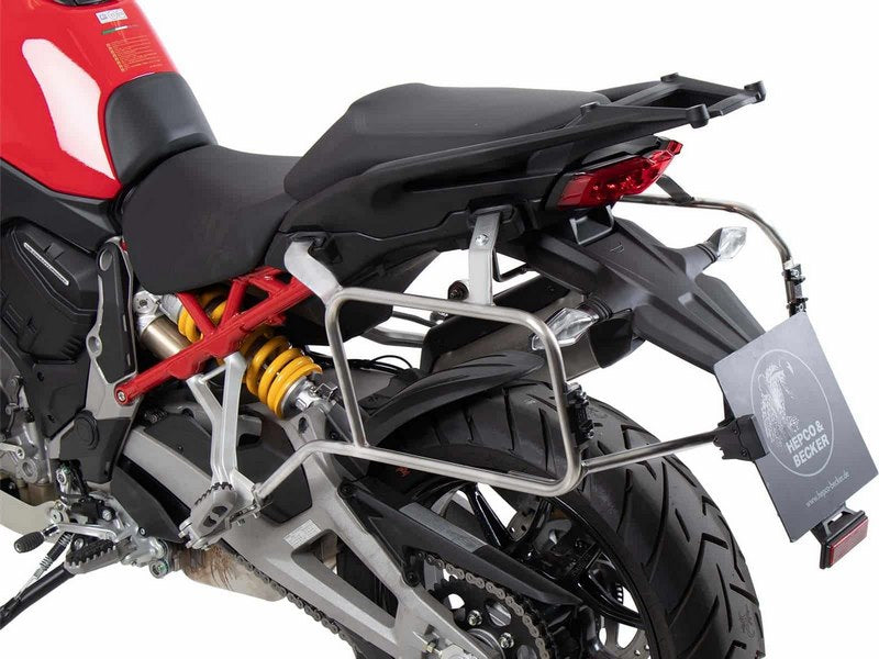Hepco & Becker Side carrier cutout stainless steel incl. Xplorer sideboxes black for Ducati Multistrada V4 / S / S Sport (2021-) | 6517614 00 22 01-40