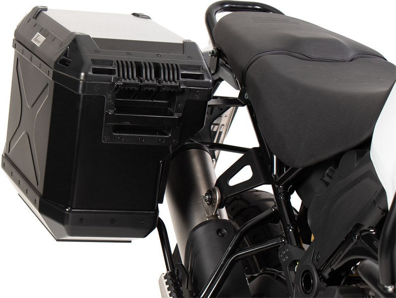 Hepco & Becker Side Carrier Cutout Black Incl. Xplorer Black Sideboxes For Ducati DesertX Rally (2024-) | 6517659 00 01-01-40