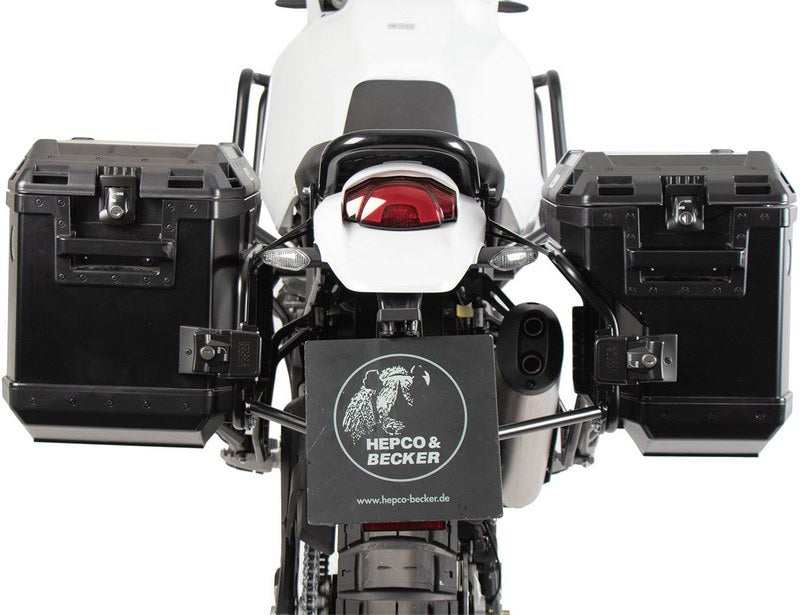 Hepco & Becker Side Carrier Cutout Black Incl. Xplorer Black Sideboxes For Ducati DesertX Rally (2024-) | 6517659 00 01-01-40