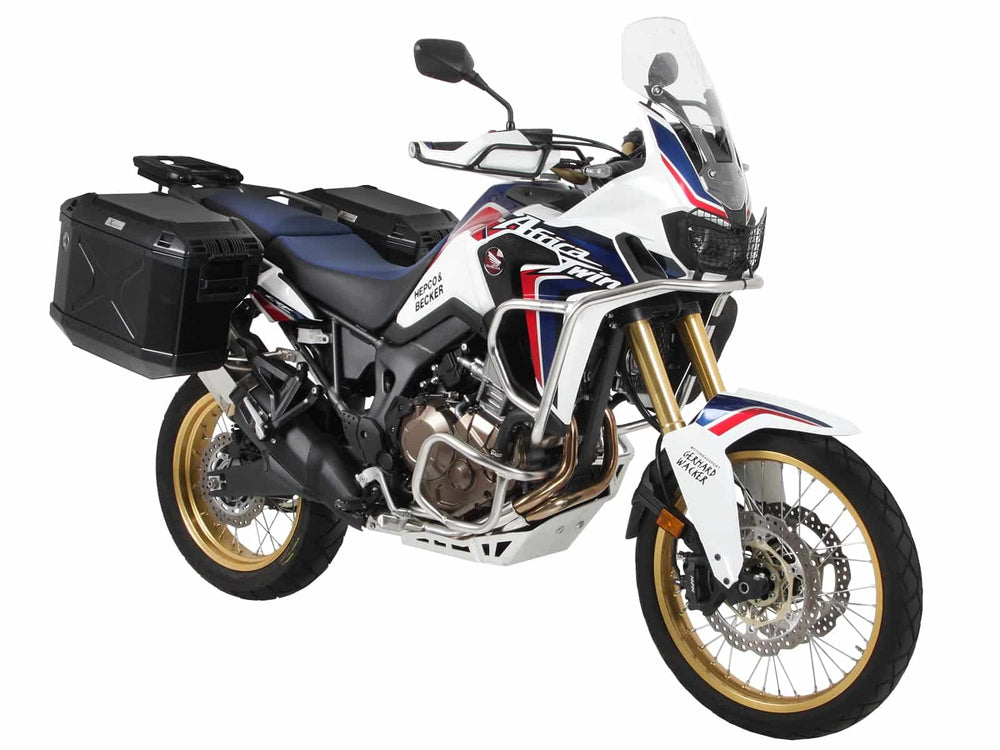 Hepco & Becker Sidecarrier Cutout Stainless Steel Incl. Xplorer Black Sideboxes For Honda CRF1000L Africa Twin (2016-2017) | 651994-00-22-01-40