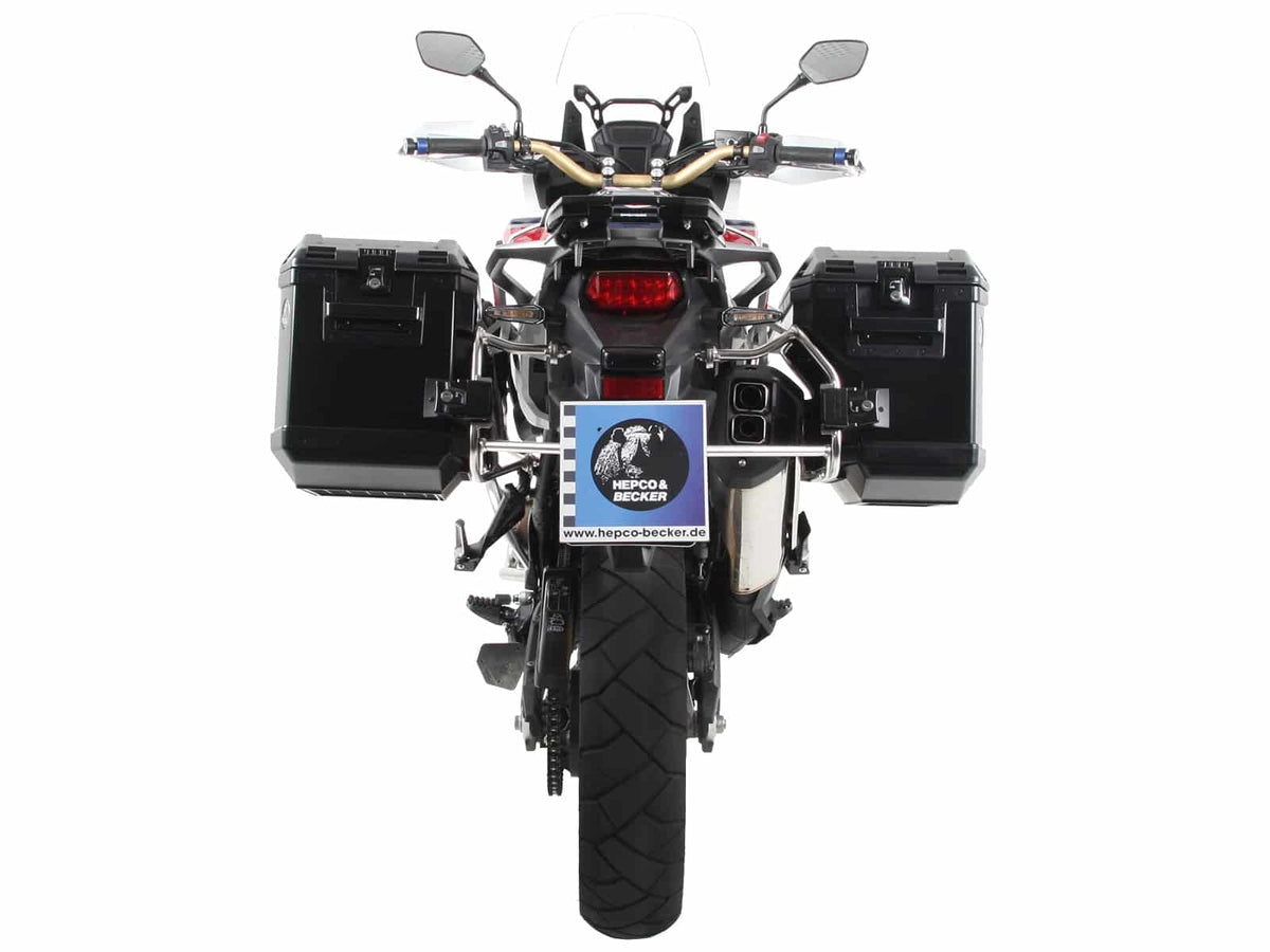 Hepco & Becker Sidecarrier Cutout Stainless Steel Incl. Xplorer Black Sideboxes For Honda CRF1000L Africa Twin (2016-2017) | 651994-00-22-01-40