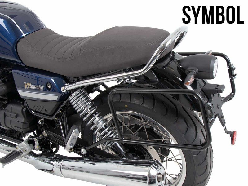 Hepco & Becker Side carrier permanent mounted black for Moto Guzzi V7 Special/Stone/Centenario (850 ccm) (2021-) | 653556 00 01