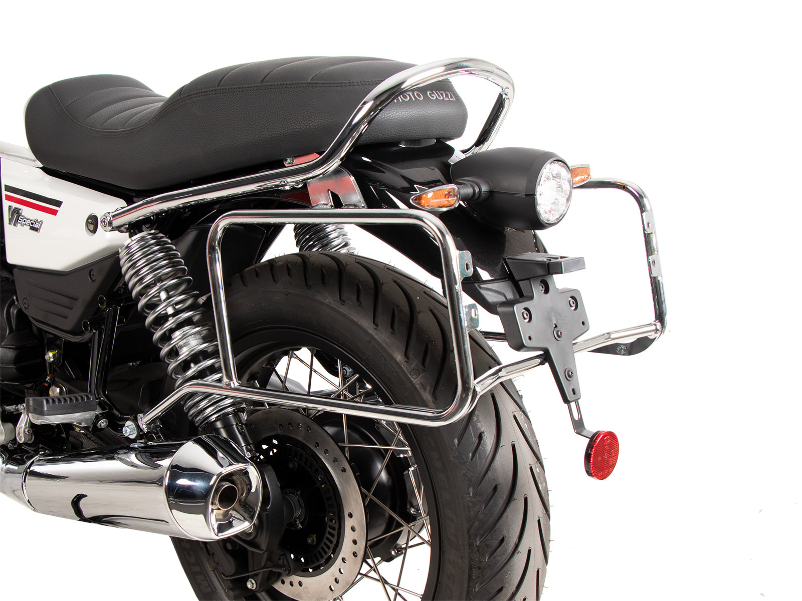 Hepco & Becker Side carrier permanent mounted chrome for Moto Guzzi V7 Stone / Special (850 ccm) (2021-) | 653556 00 02