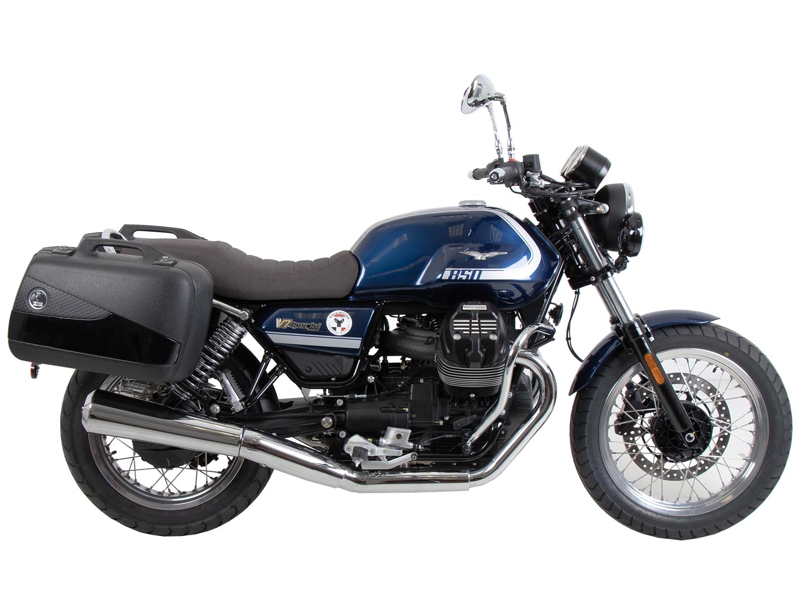 Hepco & Becker Side carrier permanent mounted chrome for Moto Guzzi V7 Stone / Special (850 ccm) (2021-) | 653556 00 02