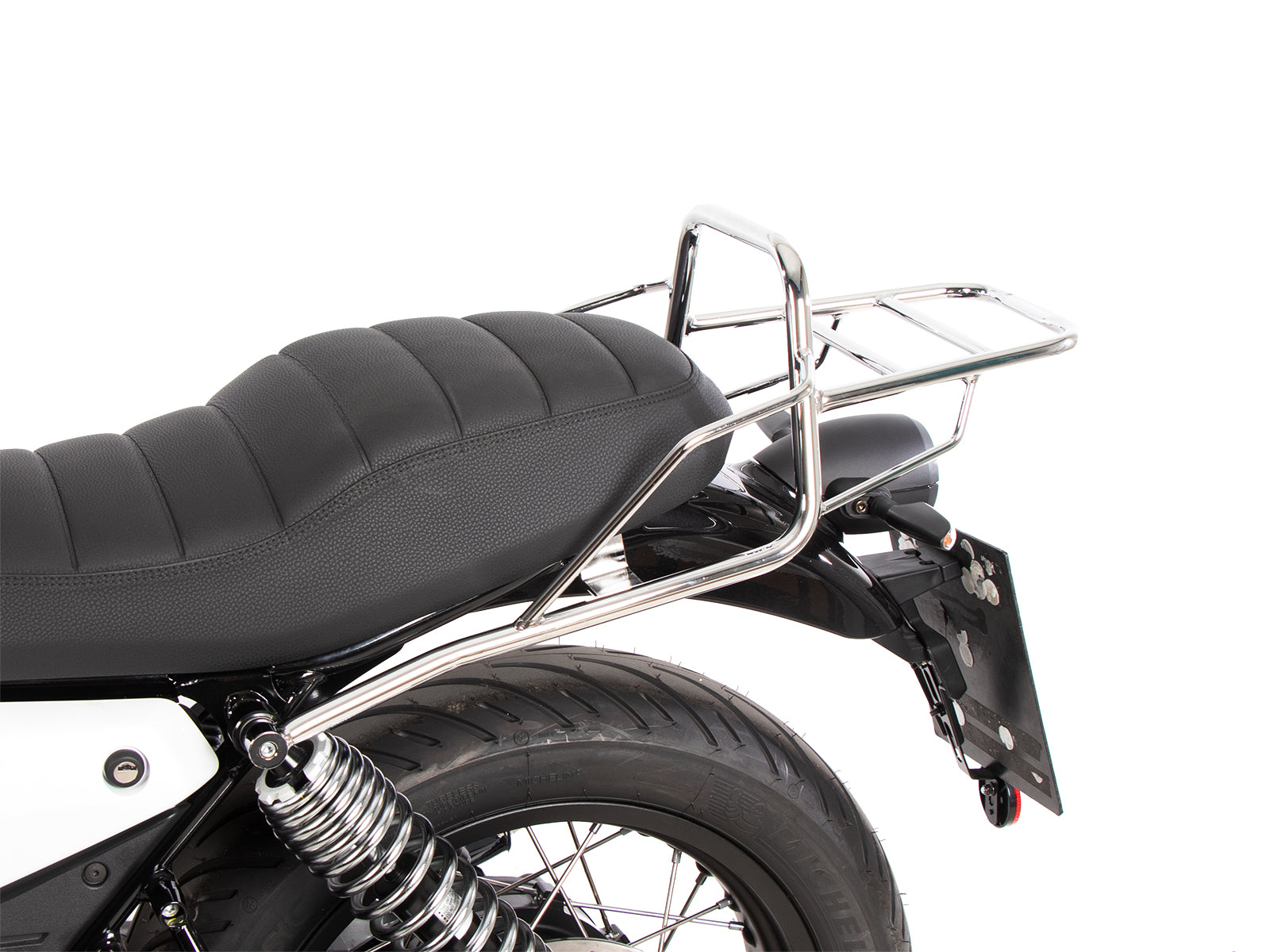 Hepco & Becker Tube rear rack chrome for Moto Guzzi V7 Special/Stone/Centenario (850 ccm) (2021-) | 654556 01 02