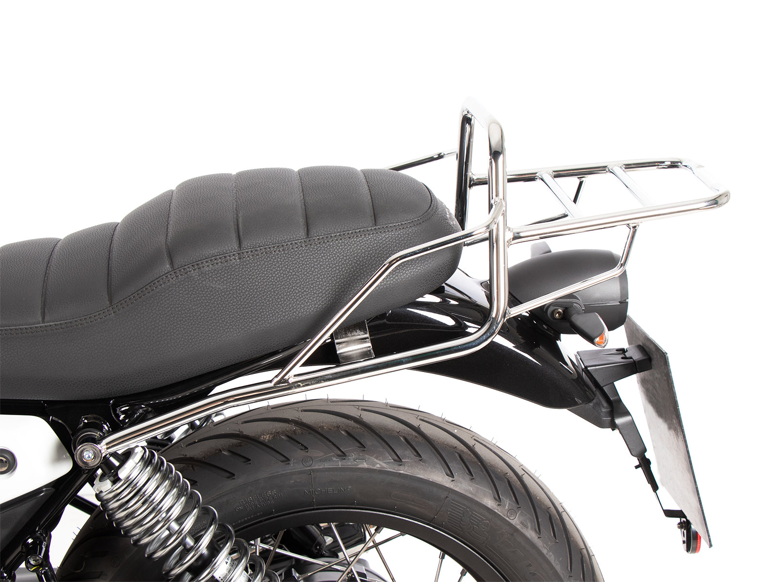 Hepco & Becker Tube rear rack chrome for Moto Guzzi V7 Special/Stone/Centenario (850 ccm) (2021-) | 654556 01 02