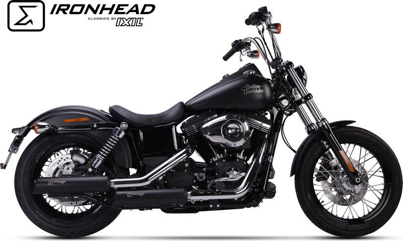 IXIL Slip On Exhaust (Lower Muffler) - Ironhead Round Black | HD 1006 SB