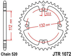 JT SPROCKETS Rear Sprocket 38 Teeth Steel Standard 520 Pitch Type 1072 | JTR1072.38