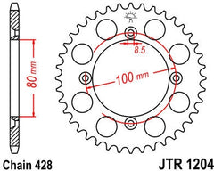 JT SPROCKETS Rear Sprocket 50 Teeth Steel Standard 428 Pitch Type 1204 | JTR1204.50