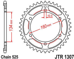 JT SPROCKETS Rear Sprocket 42 Teeth Steel Standard 525 Pitch Type 1307 | JTR1307.42