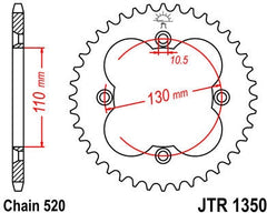 JT SPROCKETS Rear Sprocket 40 Teeth Steel Standard 520 Pitch Type 1350 | JTR1350.40