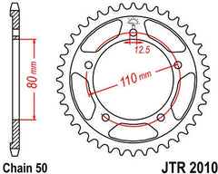 JT SPROCKETS Rear Sprocket 40 Teeth Steel Standard 530 Pitch Type 2010 | JTR2010.40