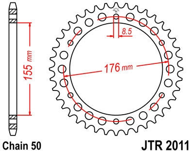 JT SPROCKETS Rear Sprocket 43 Teeth Steel Standard 530 Pitch Type 2011 | JTR2011.43