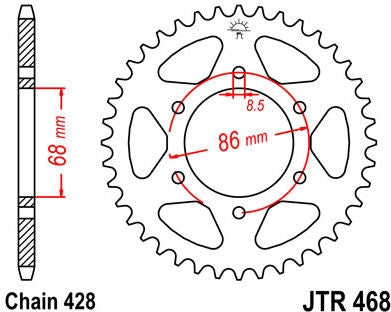 JT SPROCKETS Rear Sprocket 46 Teeth Steel Standard 428 Pitch Type 468 | JTR468.46