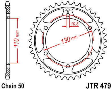 JT SPROCKETS Rear Sprocket 41 Teeth Steel Standard 530 Pitch Type 479 | JTR479.41