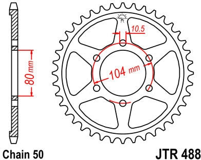 JT SPROCKETS Rear Sprocket 40 Teeth Steel Standard 530 Pitch Type 488 | JTR488.40