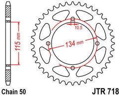 JT SPROCKETS Rear Sprocket 46 Teeth Steel Standard 530 Pitch Type 718 | JTR718.46