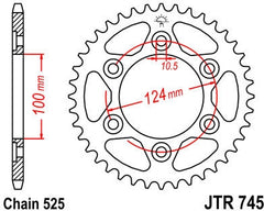 JT SPROCKETS Rear Sprocket 39 Teeth Steel Standard 525 Pitch Type 745 | JTR745.39