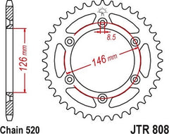 JT SPROCKETS Rear Sprocket 48 Teeth Steel Standard 520 Pitch Type 808 | JTR808.48SC