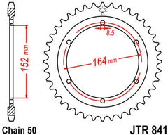 JT SPROCKETS Rear Sprocket 42 Teeth Steel Standard 530 Pitch Type 841 | JTR841.42