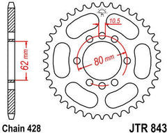 JT SPROCKETS Rear Sprocket 53 Teeth Steel Standard 428 Pitch Type 843 | JTR843.53