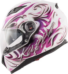 Kappa KV27 Denver Flowers Lady Full-face helmet in thermoplastic material, Glossy White / Fuchsia | HKKV27FFLWX