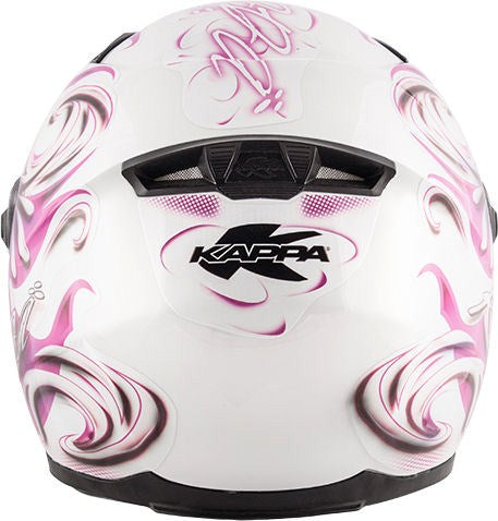 Kappa KV27 Denver Flowers Lady Full-face helmet in thermoplastic material, Glossy White / Fuchsia | HKKV27FFLWX