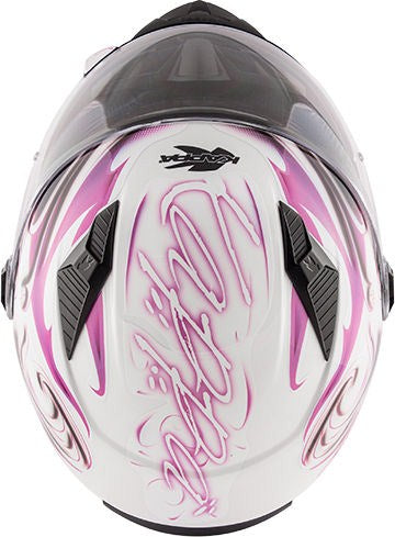 Kappa KV27 Denver Flowers Lady Full-face helmet in thermoplastic material, Glossy White / Fuchsia | HKKV27FFLWX