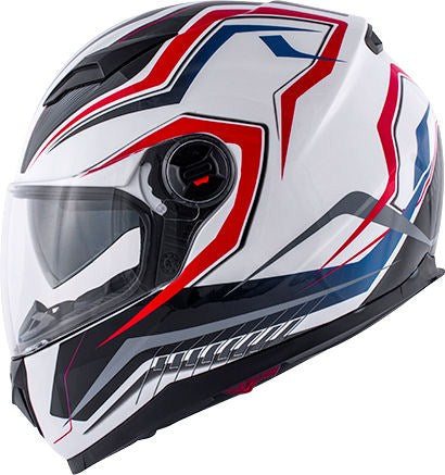 Kappa KV27 Denver Full-face helmet in thermoplastic material, Red / blue / Glossy White | HKKV27FWHRB