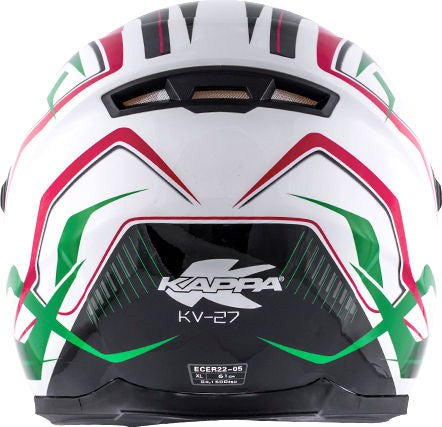 Kappa KV27 Denver Full-face helmet in thermoplastic material, Green / Red / Glossy White | HKKV27FWHRG