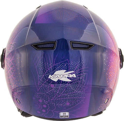 Kappa KV28 Miami Mandala Lady Demi-Jet helmet in thermoplastic material, Purple / Orange | HKKV28FMDPR