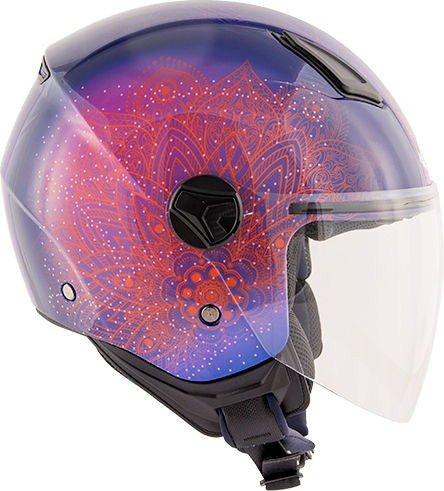 Kappa KV28 Miami Mandala Lady Demi-Jet helmet in thermoplastic material, Purple / Orange | HKKV28FMDPR