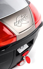 Kappa Black top-case 40 ltr, top-shell with carbon texture, embossed logo plate in a matt titanium colour and with red reflectors | K400N
