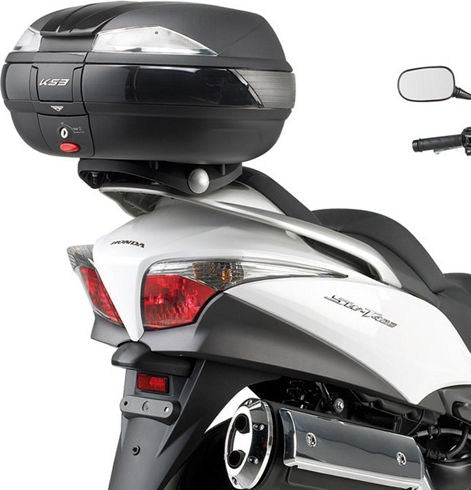 Kappa Top-case, capacity 53 ltr, with transparent reflectors. Black embossed colour | K53N