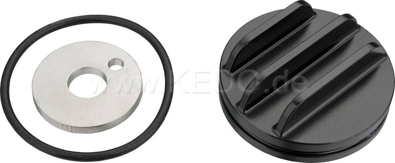 Kedo dummy plug for TDC Viewer 'Vintage', with cooling fins, black anodized aluminum | 20074B
