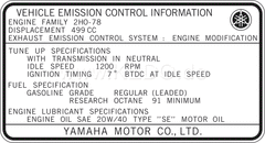 Kedo Indicating Label 'Vehicle Emission Control Information' type 2H0 78, LH side cover (inside) | 21290