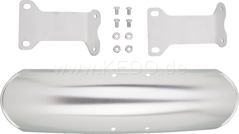 Kedo aluminum front fenders 'Shorty' for 19 ", blank, including brushed aluminum brackets. | 22067