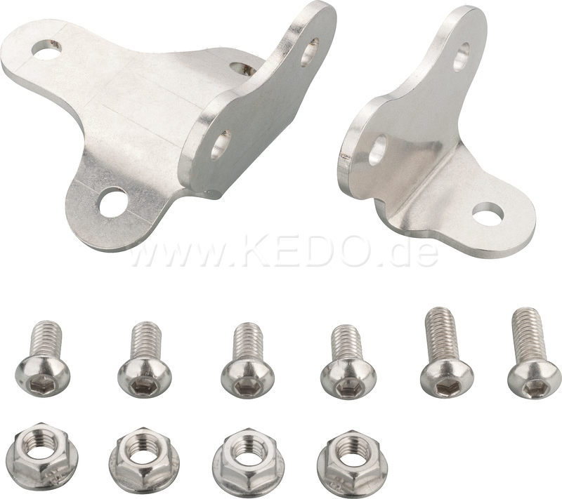 Kedo Front Fender Bracket 'Scrambler Style', stainless steel bracket set for fender mounting on triple clamp (32mm center distance), incl M6 screws and nuts. | 22236
