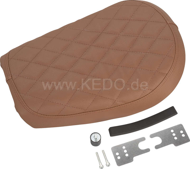 Kedo Solo Seat, complete brown, with hand-sewn Diamond pattern, ready-to-mount | 22503