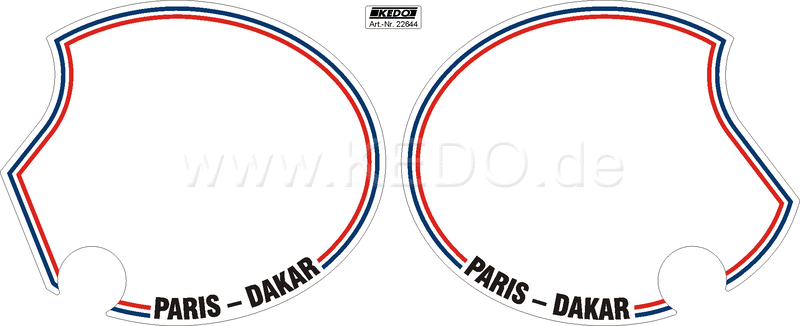 Kedo Side Cover Sticker 'Paris-Dakar', stripes blue / white / red, 1 pair | 22644