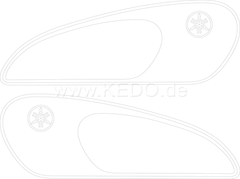 Kedo Classic Fuel Tank Decal, white, Left / Right complete | 22666W