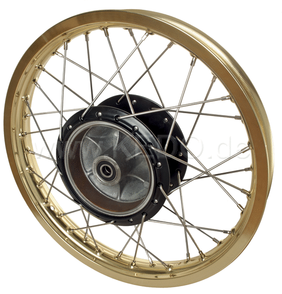 Kedo Replica Rear Wheel 1.85x18 "OEM Hub Black incl Bearings, Rim Replica Gold, Stainless Steel Spokes (Brand New Parts, NO rebuild) | 28576