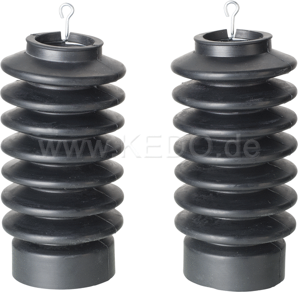 Kedo Front Fork Gaiters 'D-Track', black, 1 pair (short and big, 7 rills, including retainer for lower yoke.) | 29123