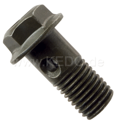 Kedo Screw, Hollow, M10x1.25 for Brake Caliper, Spanner size 12mm, Black / Dark Green Zinc-Plated (OEM-Style) | 29447