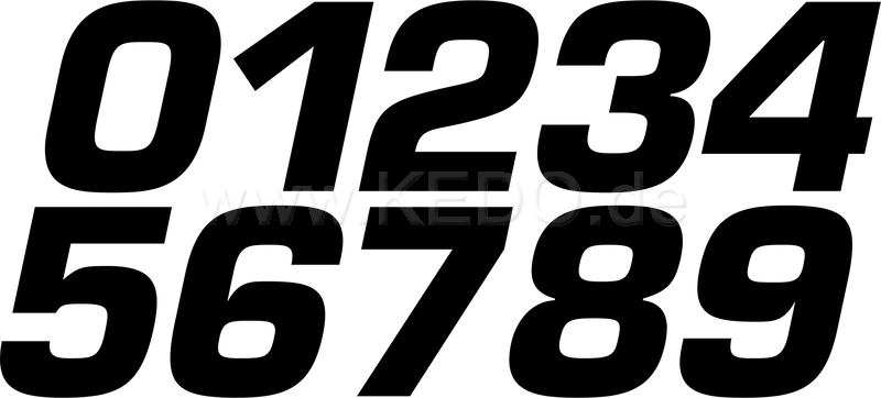 Kedo Starting Number Set Black Matt, 80mm high, 1 piece each (0 to 9), heavy duty | 30032M