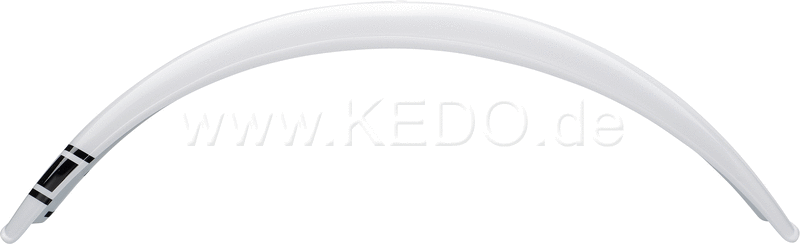 Kedo Trial Front Fender style engine, white dyed through, dim. approx .: 740mm long, 100mm wide, max. 135 mm radius, incl. 1 piece speedBlockBeginDate decal black | 30077W