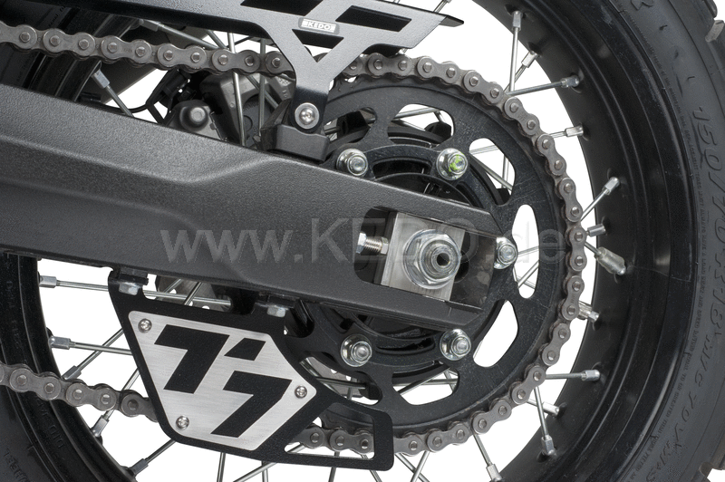 Kedo Mounting T7 Chain Guide "T7", aluminum black plastic coated, with stepped stainless steel cover, incl material | 31048-T7